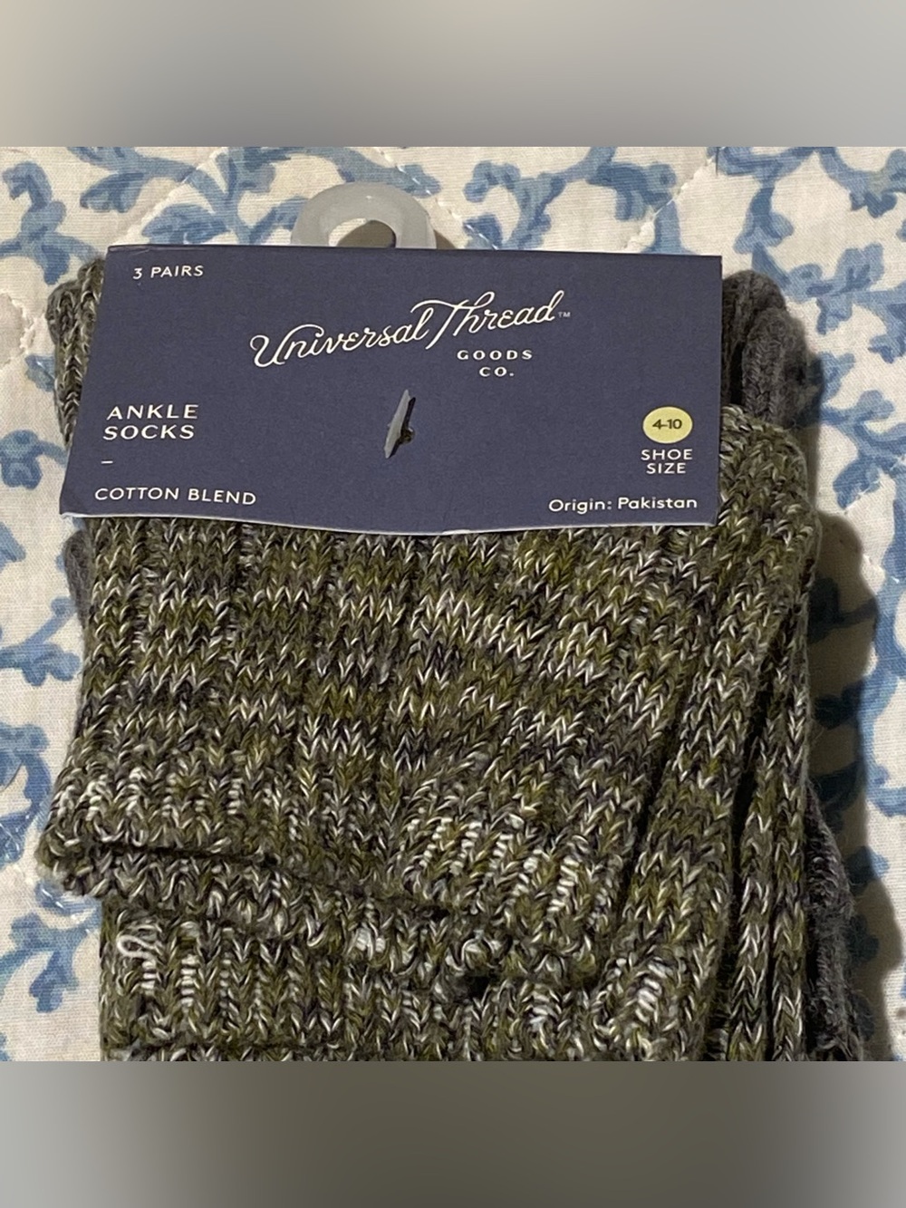 Universal Thread Women’s 3-Pack Cotton Blend Ankle Socks Size 4-10 New
